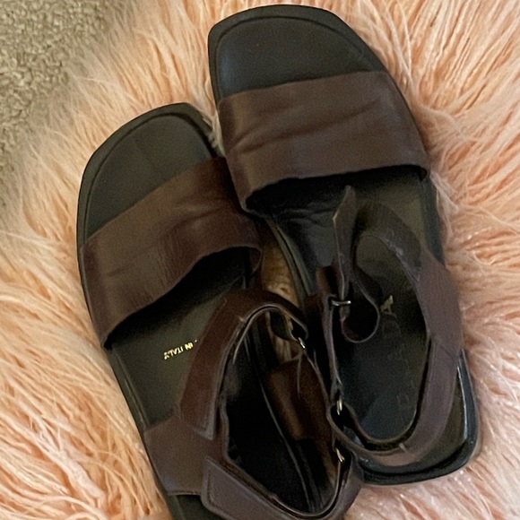 Prada Leather Sandals Adjustable Ankle Straps Y2K - Picture 3 of 15